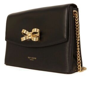 Ted Baker Black Leiza Looped Gold Bow Cross Body Bag Purse